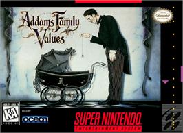 Box cover for Addams Family Values on the Nintendo SNES.