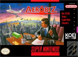 Box cover for Aerobiz on the Nintendo SNES.