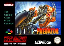 Box cover for Alien Vs. Predator on the Nintendo SNES.