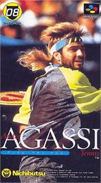 Box cover for Andre Agassi Tennis on the Nintendo SNES.