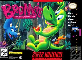 Box cover for Bronkie The Bronchiasaurus on the Nintendo SNES.