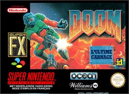 Box cover for DOOM on the Nintendo SNES.