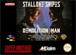 Box cover for Demolition Man on the Nintendo SNES.