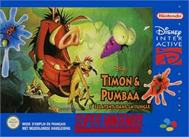 Box cover for Disney's Timon & Pumbaa's Jungle Games on the Nintendo SNES.
