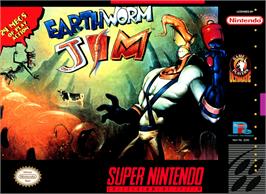 Box cover for Earthworm Jim on the Nintendo SNES.
