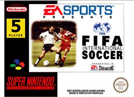 Box cover for FIFA International Soccer on the Nintendo SNES.
