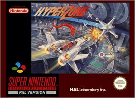 Box cover for HyperZone on the Nintendo SNES.