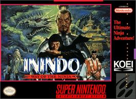 Box cover for Inindo: Way of the Ninja on the Nintendo SNES.