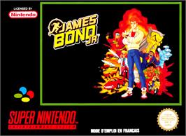 Box cover for James Bond Jr. on the Nintendo SNES.