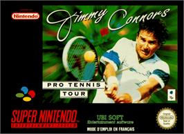 Box cover for Jimmy Connors Pro Tennis Tour on the Nintendo SNES.