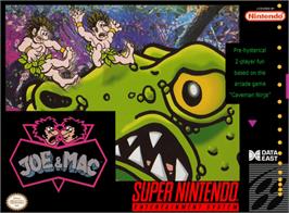 Box cover for Joe & Mac: Caveman Ninja on the Nintendo SNES.