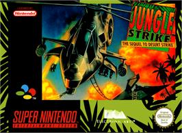 Box cover for Jungle Strike on the Nintendo SNES.