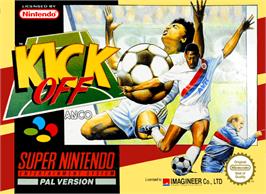 Box cover for Kick Off on the Nintendo SNES.