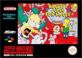 Box cover for Krusty's Fun House on the Nintendo SNES.