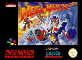 Box cover for Mega Man X3 on the Nintendo SNES.