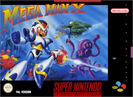 Box cover for Mega Man X on the Nintendo SNES.