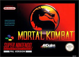 Box cover for Mortal Kombat on the Nintendo SNES.