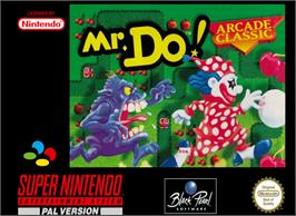 Box cover for Mr. Do! on the Nintendo SNES.