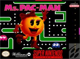 Box cover for Ms. Pac-Man on the Nintendo SNES.