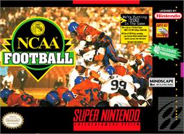Box cover for NCAA Football on the Nintendo SNES.