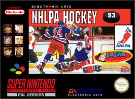 Box cover for NHLPA Hockey '93 on the Nintendo SNES.
