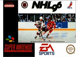 Box cover for NHL '96 on the Nintendo SNES.
