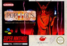 Box cover for Populous II: Trials of the Olympian Gods on the Nintendo SNES.