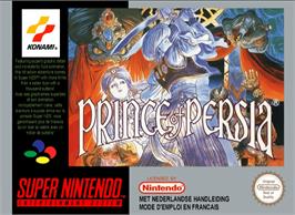 Box cover for Prince of Persia on the Nintendo SNES.