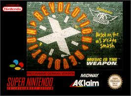 Box cover for Revolution X on the Nintendo SNES.