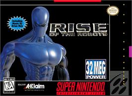 Box cover for Rise of the Robots on the Nintendo SNES.