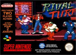 Box cover for Rival Turf on the Nintendo SNES.