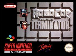 Box cover for RoboCop Versus the Terminator on the Nintendo SNES.