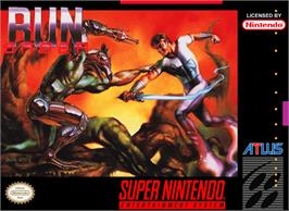 Box cover for Run Saber on the Nintendo SNES.