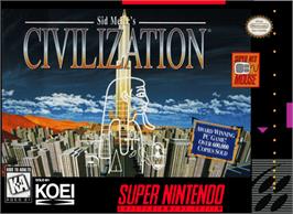 Box cover for Sid Meier's Civilization on the Nintendo SNES.