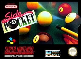 Box cover for Side Pocket on the Nintendo SNES.