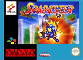 Box cover for Sparkster on the Nintendo SNES.