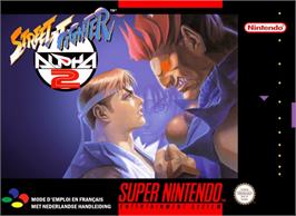 Box cover for Street Fighter Alpha 2 on the Nintendo SNES.