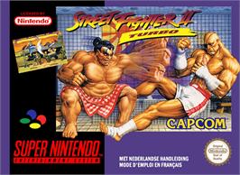 Box cover for Street Fighter II Turbo: Hyper Fighting on the Nintendo SNES.