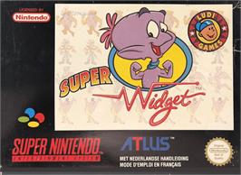 Box cover for Super Widget on the Nintendo SNES.