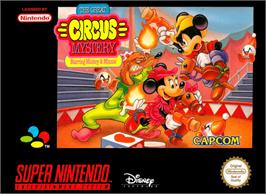 Box cover for The Great Circus Mystery starring Mickey and Minnie Mouse on the Nintendo SNES.