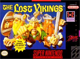 Box cover for The Lost Vikings on the Nintendo SNES.