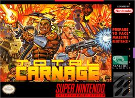 Box cover for Total Carnage on the Nintendo SNES.