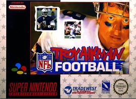 Box cover for Troy Aikman NFL Football on the Nintendo SNES.