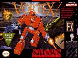 Box cover for Vortex on the Nintendo SNES.