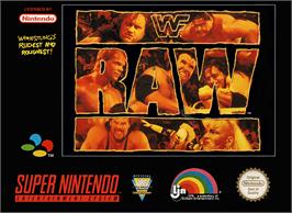 Box cover for WWF Raw on the Nintendo SNES.