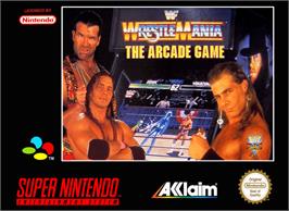 Box cover for WWF Wrestlemania: The Arcade Game on the Nintendo SNES.