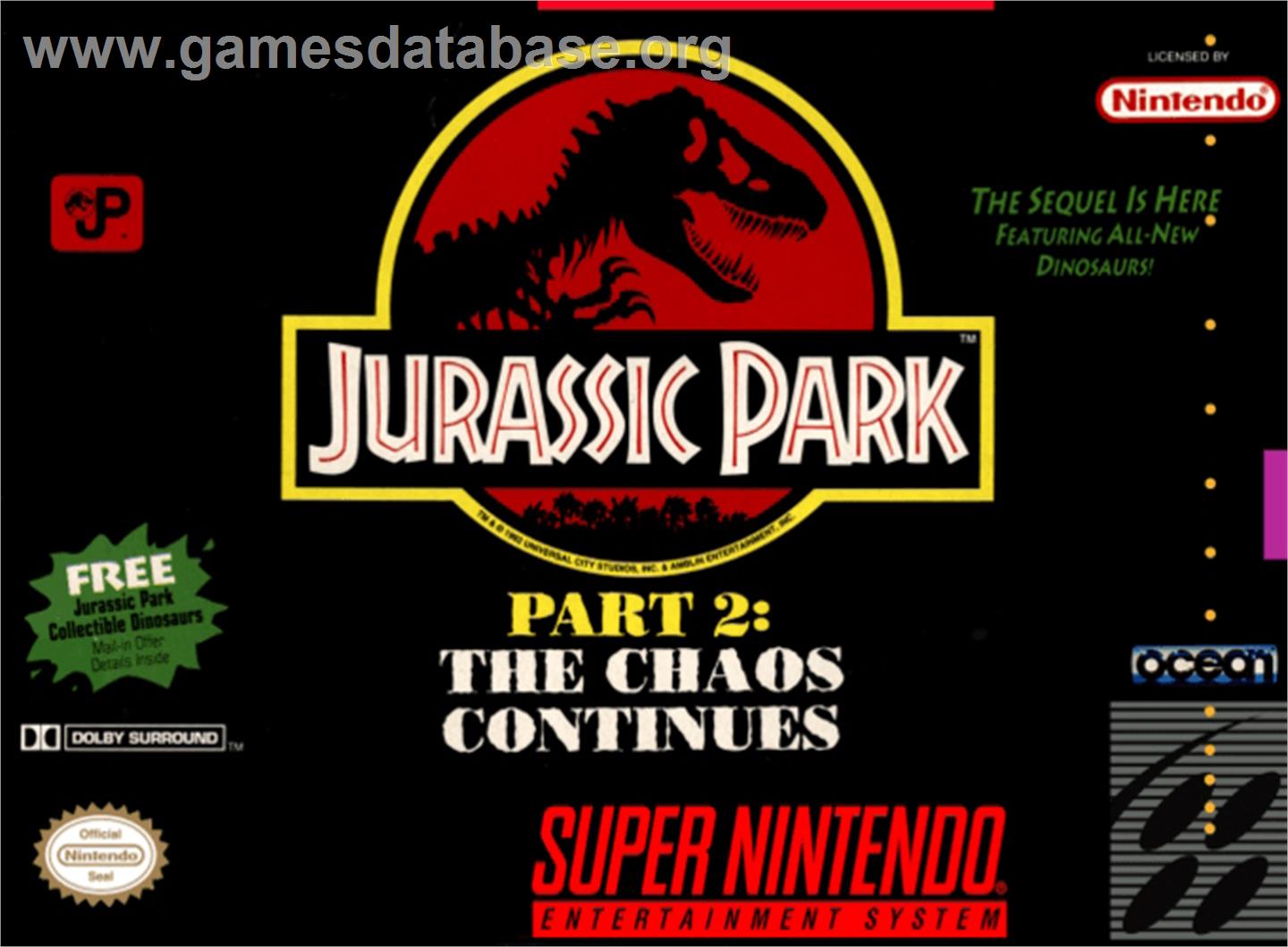Jurassic Park Part 2: The Chaos Continues - Nintendo SNES - Artwork - Box
