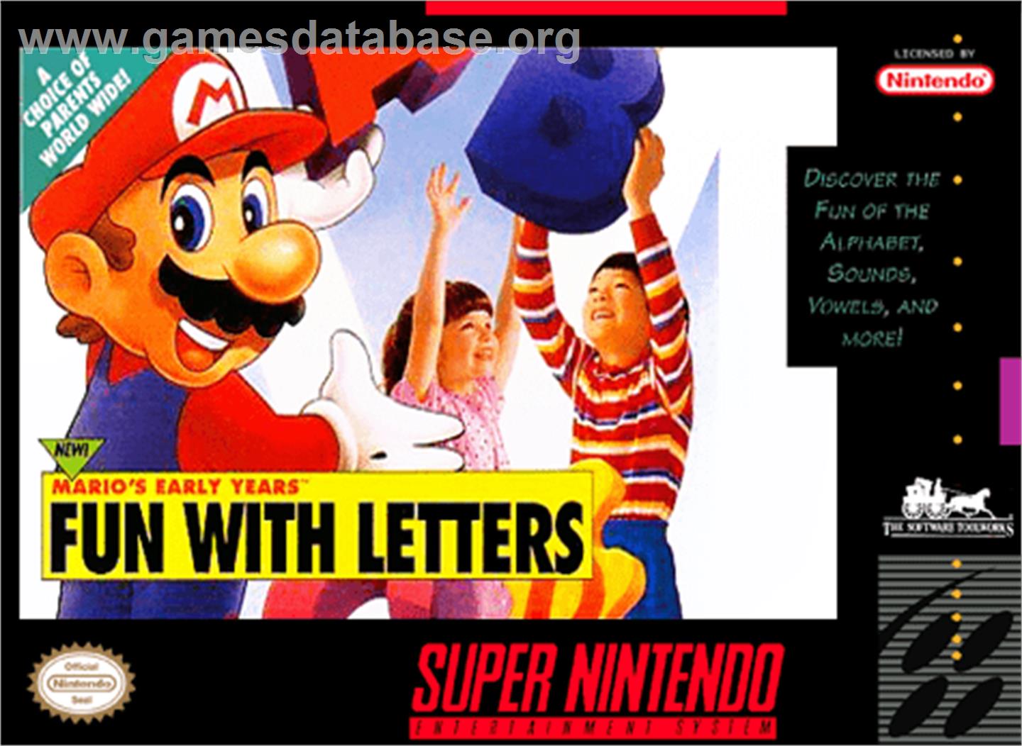 Mario's Early Years: Fun With Letters - Nintendo SNES - Artwork - Box