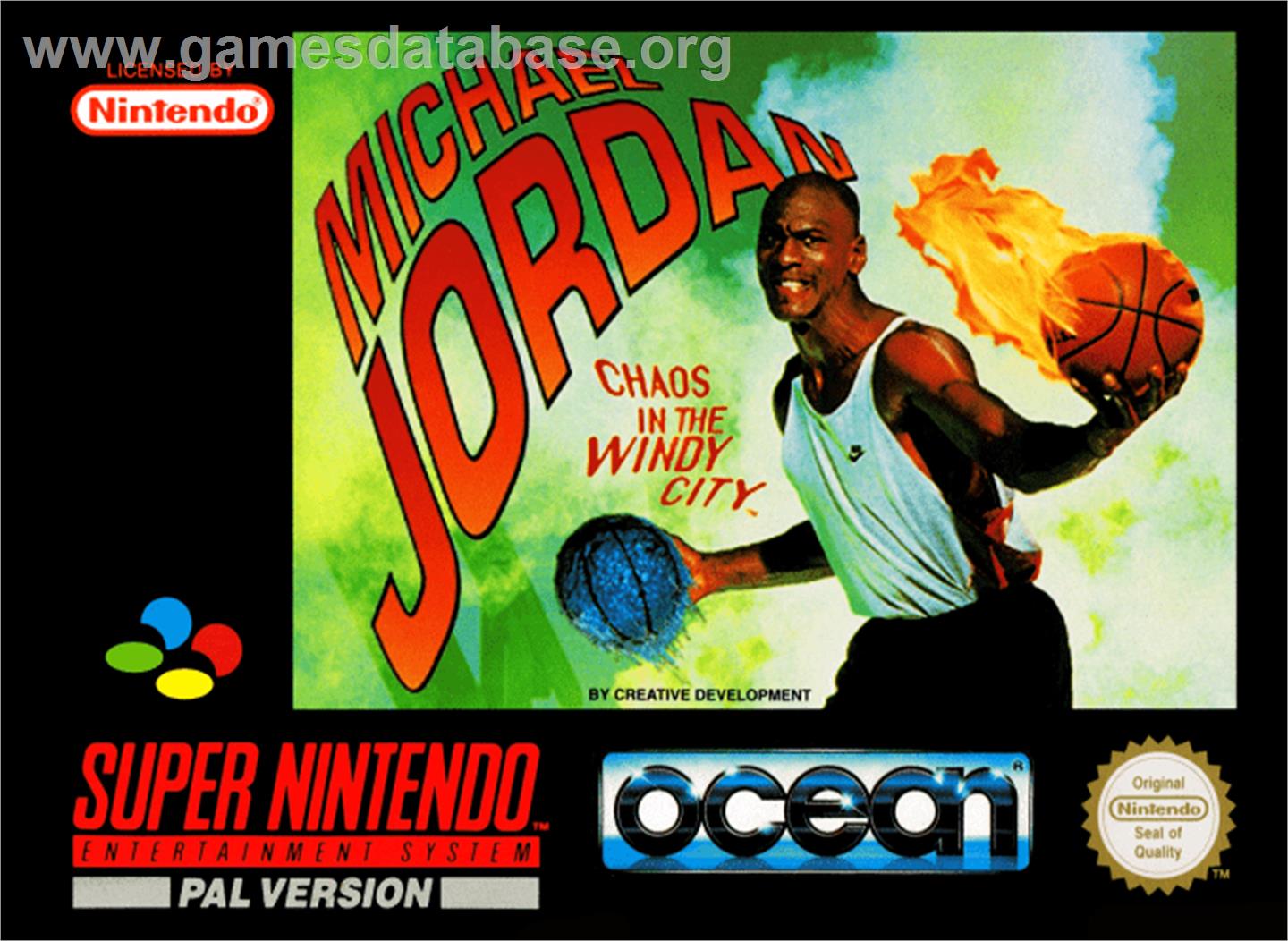 Michael Jordan:  Chaos in the Windy City - Nintendo SNES - Artwork - Box