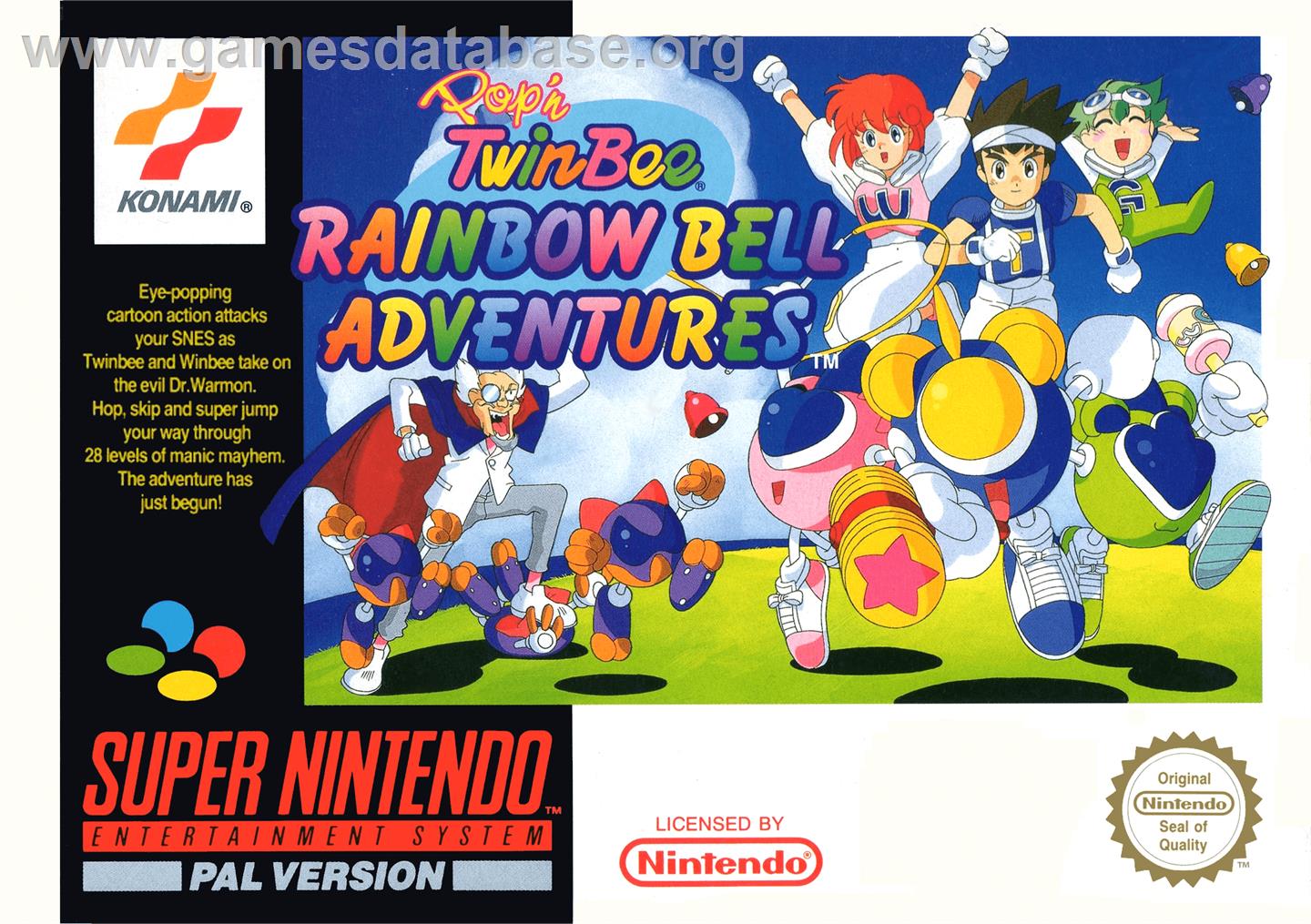 Pop'n TwinBee Rainbow Bell Adventures - Nintendo SNES - Artwork - Box